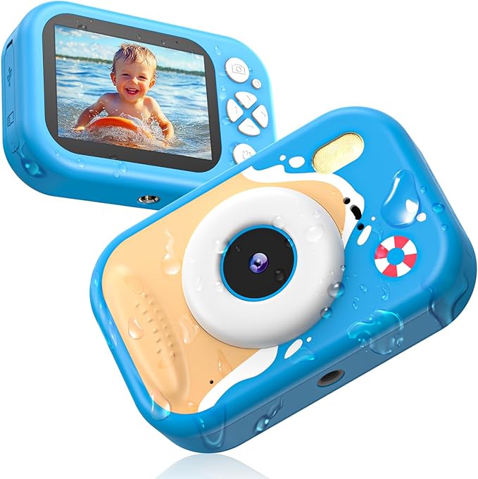 Kids Waterproof Camera, Camera for Kids, 48MP 1080P Sports Action Toy Underwater Camera for Pool, Birthday Gifts for Boys Girls Age 3-12(Blue)