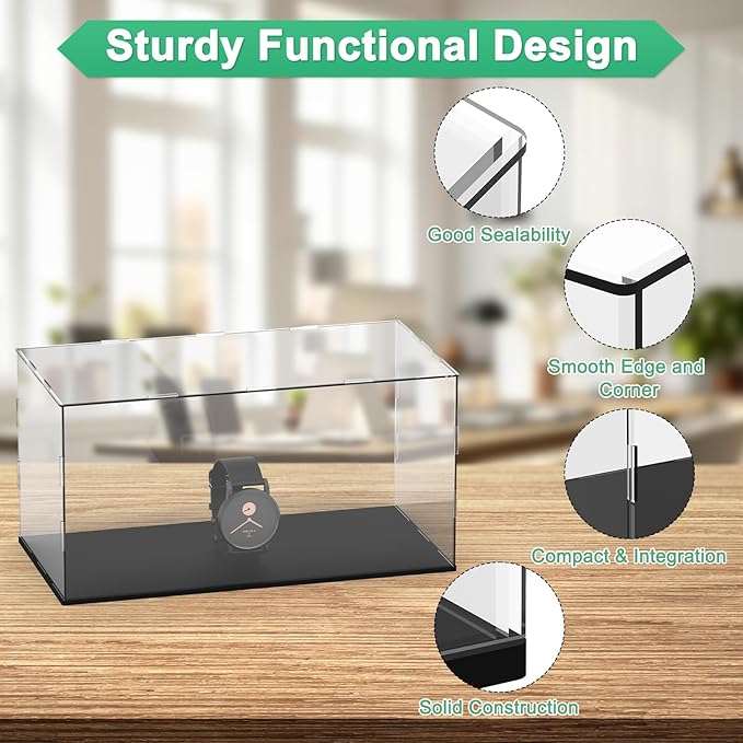 Clear Acrylic Display Case, 16 x 8 x 8 Inch Assemble Clear Acrylic Display Box Dustproof for Action Figures/Model/Statues/Collectibles/Doll/Toys/Home Storage