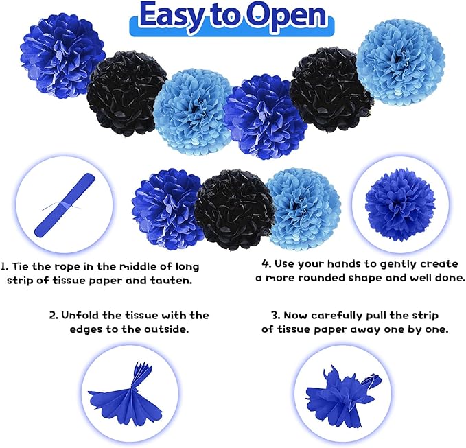 Video Game Birthday Decorations,Gaming Party Supplies,Include Blue Black Party Foil Balloons Happy Birthday Banner Fringe Curtain Tissue Paper Pompoms Garland