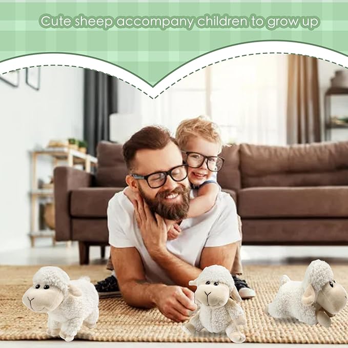 Tiny Heart Sheep Stuffed Animal, Lamb Stuffed Animal, Sheep Plush Toy, Cute Soft Stuffed Lamb Kids Boys and Girls Birthday Baby Home Decor Cuddly White Lamb Toys (Prone Position)