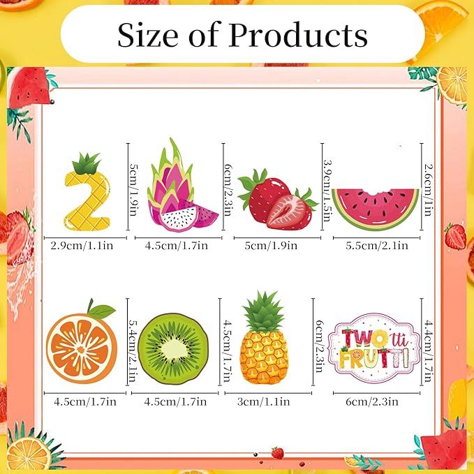 Twotti Fruity Birthday Decorations - 40PCS Tutti Frutti Cupcake Toppers 2nd Bday Decorations for Girl Fruit Themed Cupcake Picks Party Supplies Strawberry Watermelon Second Birthday Decor