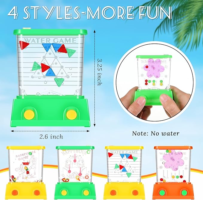 Sumind 10 Pcs Handheld Water Game for Kids Easter Basket Stuffers Mini Water Ring Toss Basketball Hoop Toy 90s Retro Mini Games for Goodie Bag Birthday Return Gifts (Fresh Style,Colorful)