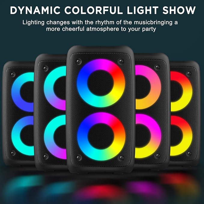 Karaoke Machine,Outdoor Bluetooth Speaker, PA Speaker with 1 Wireless Karaoke Microphones Wireless for Adults Kids with Upgraded Subwoofer, Support TWS/TF/USB/AUX for Home Party Outdoor