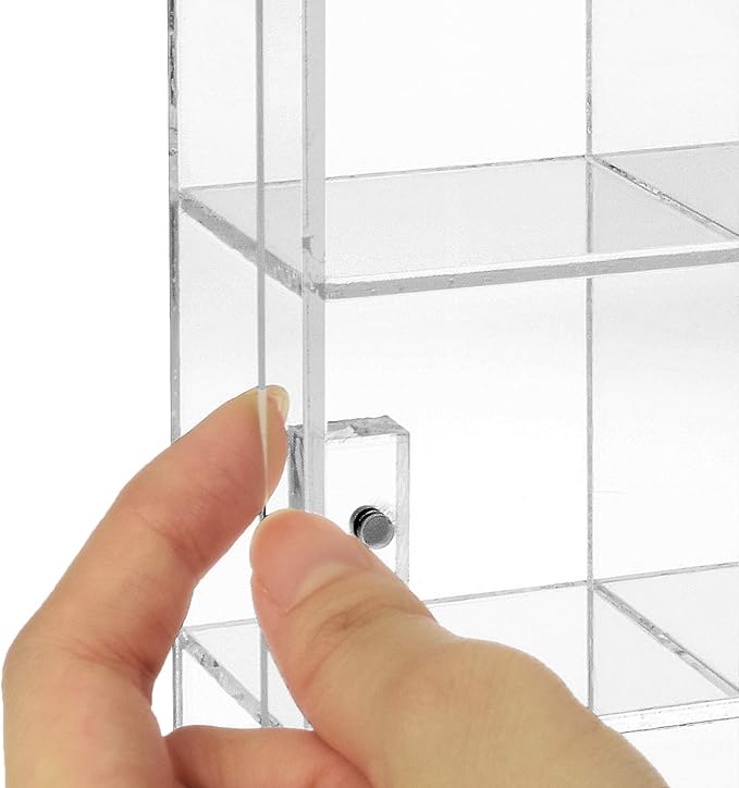 Ikee Design Premium Acrylic Collection 25 Compartments Display Case with Magnets Door, Wall-Mounted Storage Organizer Rack for Small Pop Figure, Doll and Gemstones, Compartment: 2 W x 1.8D x 2H in