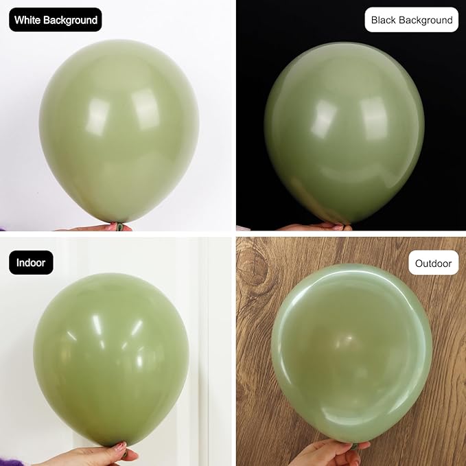 RUBFAC Sage Green Balloons 129pcs Different Sizes 18 12 10 5 Inch, Olive Green Latex Balloon Garland Arch Kit for Birthday Party Graduation Baby Shower Wedding Safari Jungle Balloon Decoration