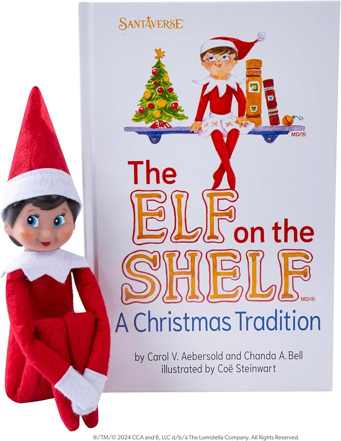 The Elf on the Shelf: A Christmas Tradition - Includes Artfully Illustrated Storybook, Keepsake Box and Official Adoption Certificate - Bilingual Packaging - Girl Scout Elf with Blue Eyes