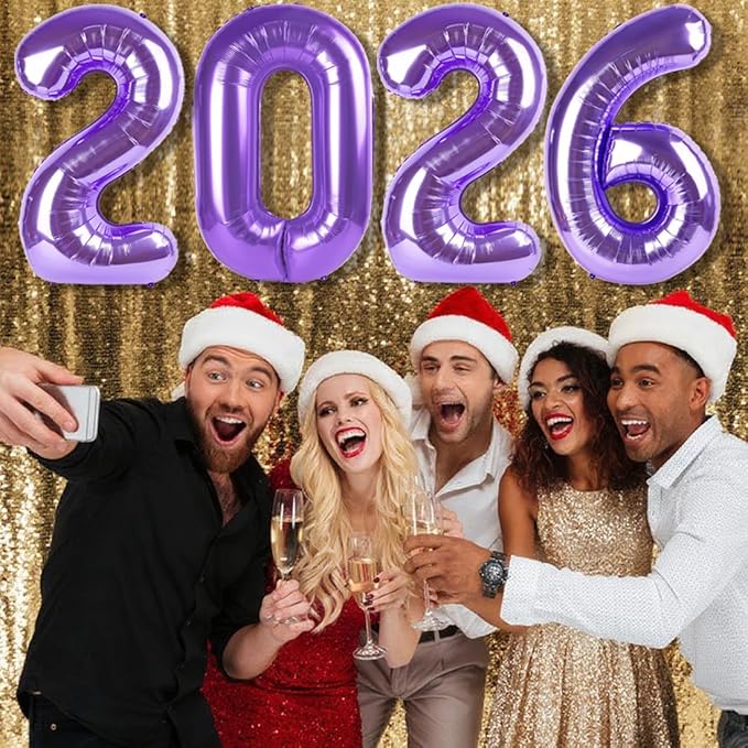 Purple 2026 Number Balloons, 40 Inch Balloon, New Years Eve Decorations, Balloons for New Years Eve Party Supplies 2026, Graduation Decoration, 2 6 20 26 Birthday Parties