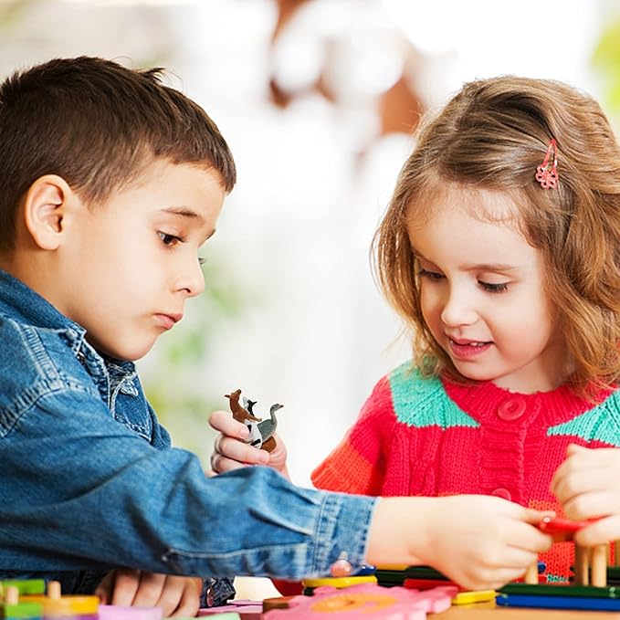 Montessori Animal Figures with Flash Cards, Realistic Animal Figurines Toys, Montessori Language Materials Preschool Learning Toy