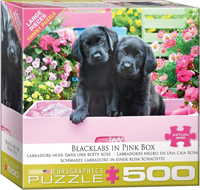 EuroGraphics Black Labs in Pink Box 500 Piece Puzzle