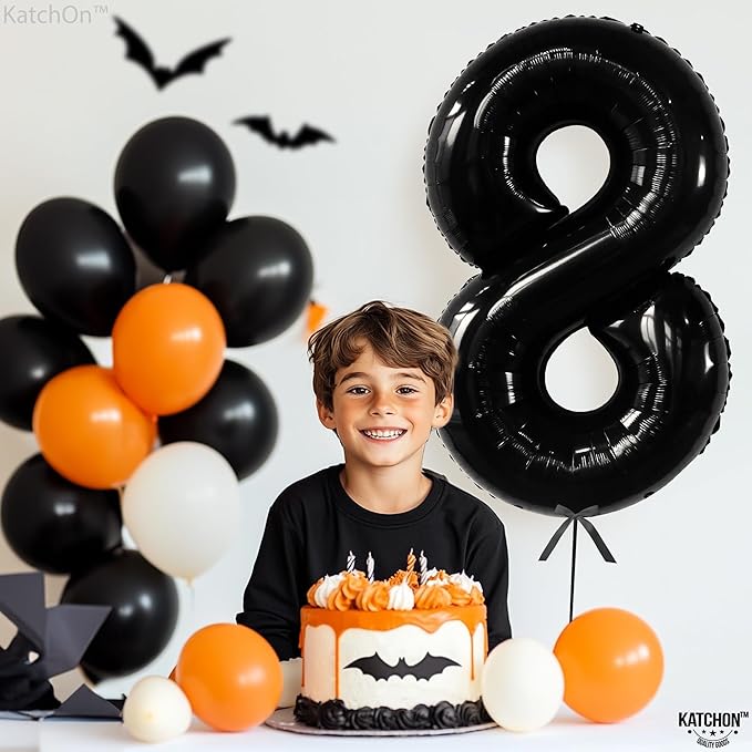 KatchOn, Giant Black 8 Number Balloon - 40 Inch | Black Number 8 Balloon | 8 Birthday Balloon, 8th Birthday Decorations Boys | Number 8 Balloon for 8 Year Old Boy Birthdays Decorations