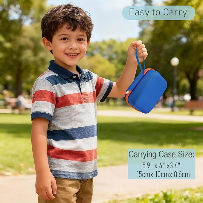 Hard Carrying Case and Silicone Cover for Yoto Mini, Protective Travel Carrier for Kids and Adventure Jacket with Card Pouch 3 in 1 Accessories Set for Yoto Mini Player, Blue