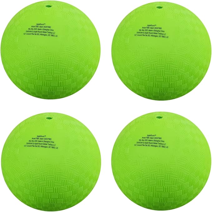 AppleRound 8.5-inch Dodgeball Playground Balls, Pack of 4 Balls with 1 Pump, Official Size for Dodge Ball, Handball, Camps and Schools