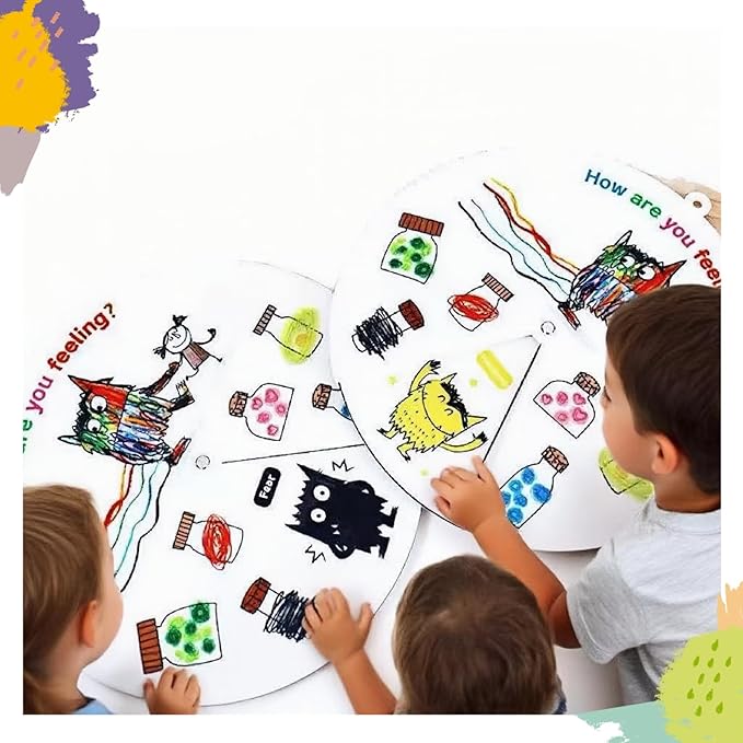 Felt Color Monster Emotion Wheel – Montessori Social-Emotional Learning Toy for Kids – Interactive Parent-Child Communication Tool & Classroom Emotional Education Game