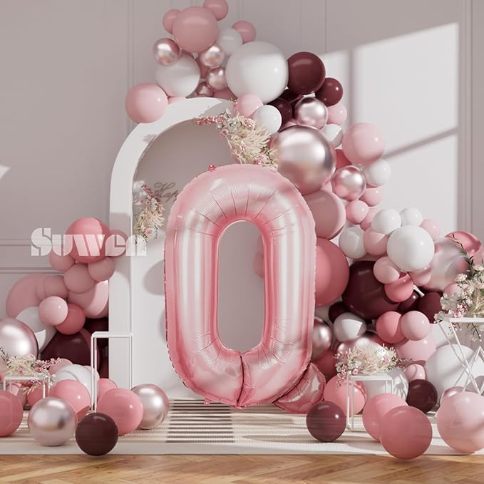 SUWEN 40 Inch Pink Large Q Letter Balloons Big Foil Helium Letter Balloons A-Z Jumbo Mylar Happy Birthday Party Decorations for Girl Anniversary Party Supplies