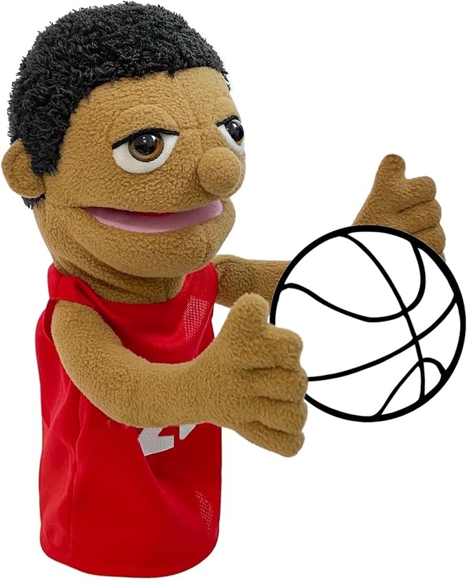 16"Puppets Entriloquist Pupp et,Hand Puppets for Kids Plush Sportsman Puppets for Adults with Removable Mouth Puppet for Kids Ages 4-8，Hand Pu ppet for Adults with Scalable Puppet Control Rod