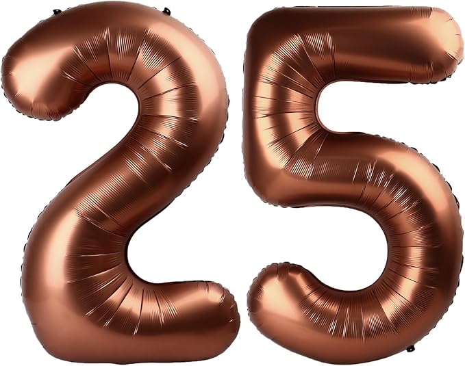 40 Inch Dark Brown Balloon Number 25,Chocolate Jumbo Mylar Foil Helium Balloon for 25th Digital Balloons for Birthday Party,Wedding Anniversary Party Decorations