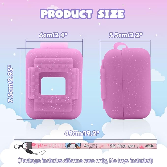 Silicone Cover Case for Bitzee Interactive Toy Digital Pet, Silicone Protective Cover for Virtual Electronic Pets, Digital Pet Accessories for Bitzee with Lanyard, Pink (Case Only)