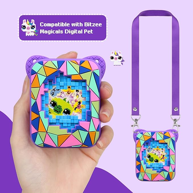 BOVKE Silicone Cover Case for Bitzee Magicals Interactive Toy with 20 Characters Inside, Bitzee Magicals Digital Pet Protective Skin Sleeve for Bitzee Virtual Electronic Pets Kids Toys, Purple