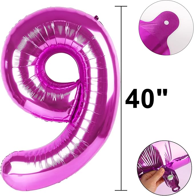 40 Inch Large 90 Balloon Numbers Rose Purple Big Foil Number Balloons Giant Helium Happy Birthday Party Decorations for Man and Women, Huge Mylar Anniversary Party Supplies
