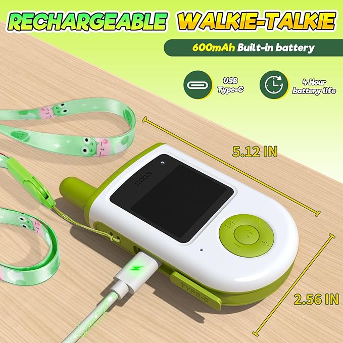 Video Walkie Talkies for Kids,2 Pack Rechargeable Kids Walkie Talkies with Video Call & Camera,Send Photos/Text,3 Mini Games & 1000ft Range, Camping, Birthday,Hiking Gift for 3-12 Year Old Boys Girls