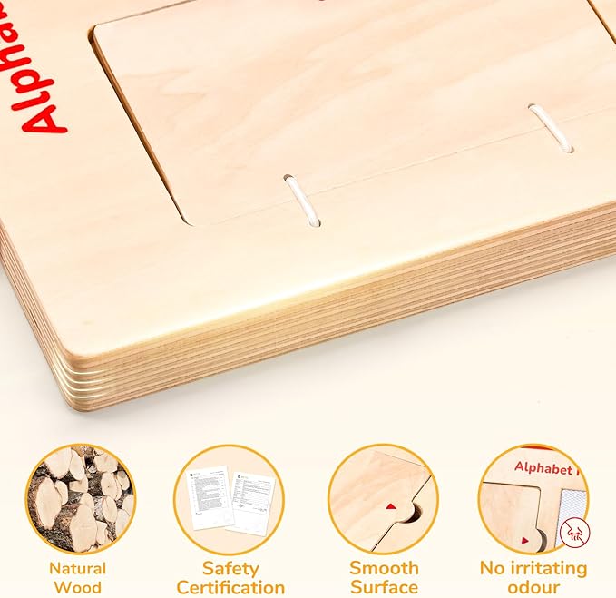 Joycat Magnetic Letter Tracing Board with Cards, Wooden Alphabet & Number Writing Tablet, Mess-Free Pre-Writing for Toddlers 3-5, Travel Activities for Preschool Learning