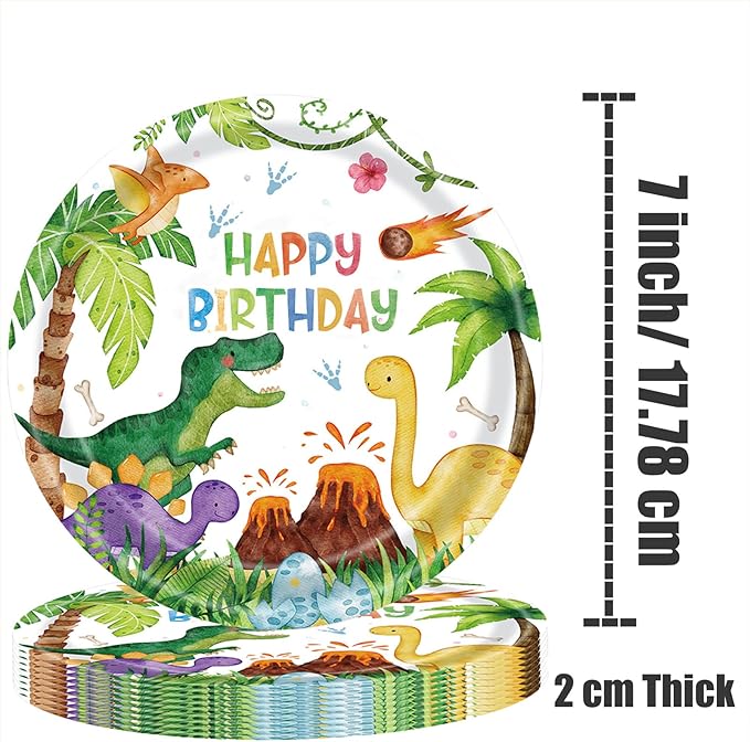 40 Pcs Dinosaur Plates and Napkins, Watercolor Dinosaur Birthday Party Supplies, Theme Party Decoration, for Boys Kids