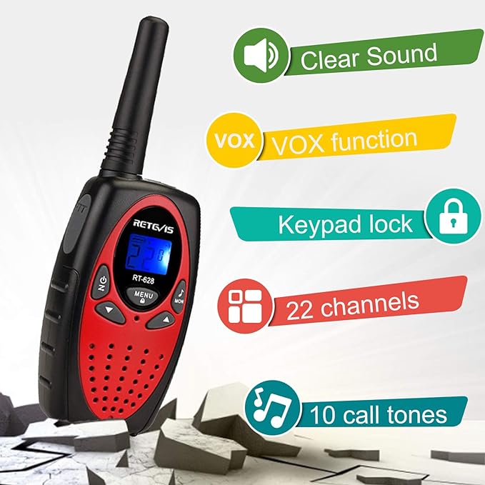 Retevis RT628 Walkie Talkies for Kids Bundle with RT15 Walkie Talkies for Adults, Portable FRS Two Way Radios for Camping Hiking Adventure, Mini Kids Toys