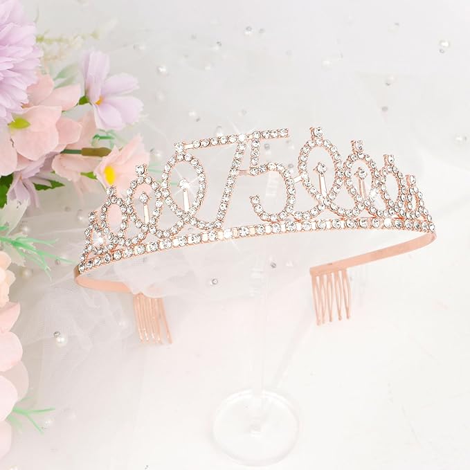CIEHER 75th Birthday Gift Set - Crown, Sash, Pearl Pin, Decorations and Party Supplies for Women's Fabulous 75th Celebration