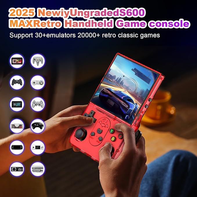 S600 Retro Gaming Console, Retro Handheld Console 4.0'' Screen Linux System, 64G TF Card, Support 30+ Simulators, 3500mAh Rechargeable Portable Pocket Arcade