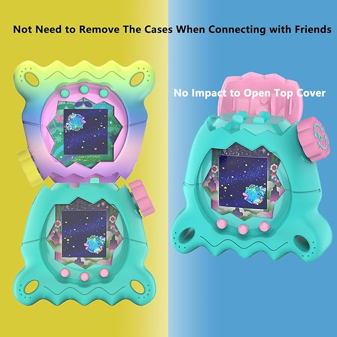 Silicone Case for Tamagotchi Paradise with Button Cap, Protective Cover with Screen Protector and Lanyard for Tamagotchi Paradise Pet Accessories (Jade Forest)