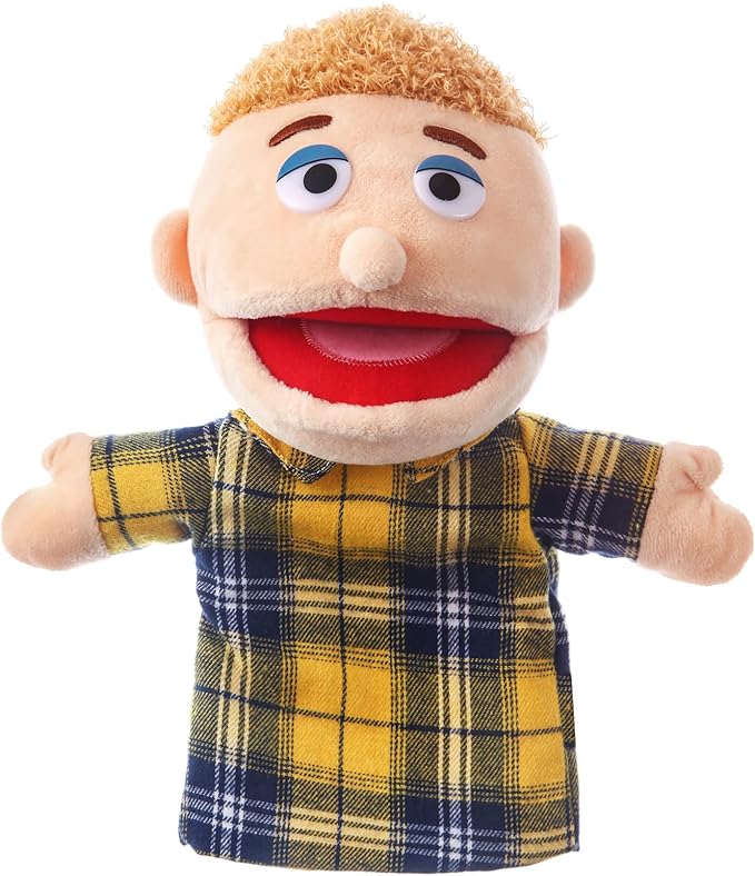 1 Pcs Family Hand Puppets 12 Inch Grandparents, Mom & Dad, Brother & Sister Plush Hand Puppet Toys Role-Play Toy Puppets for Kids Storytelling Imaginative Pretend Play Teaching Preschool(Brother)