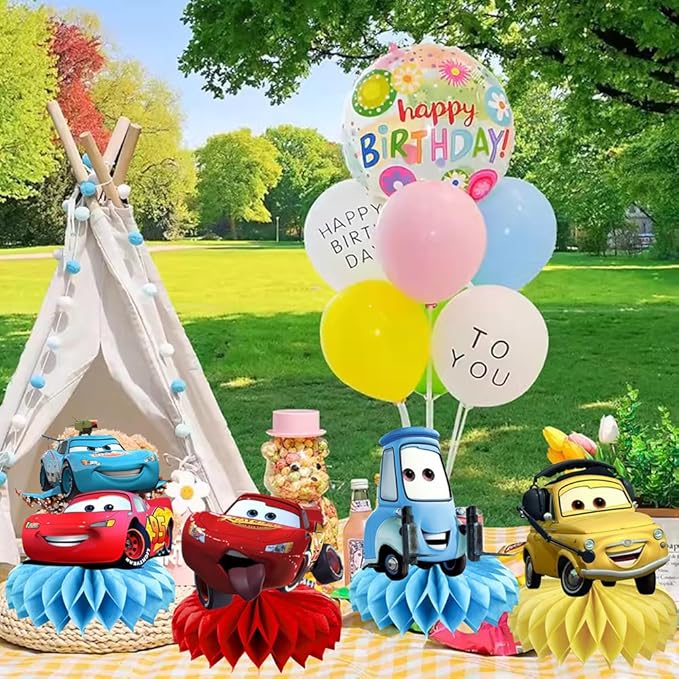 8Pcs Mcqueen Cars Table Centerpieces Birthday Party Supplies Double Side Table Decorations for Kids Party Decorations