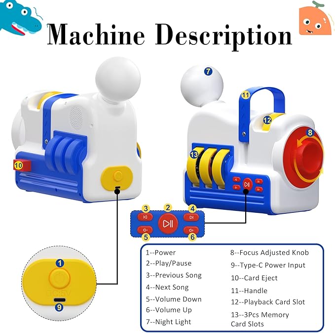 Story Projector for Kids - Educational Storybook Projector,Kids Story Projector with 32 Stories,White Noise & Night Light,Bedtime Story Player,Story Telling Toy for Toddlers Boys Girls Gifts Ages 3+