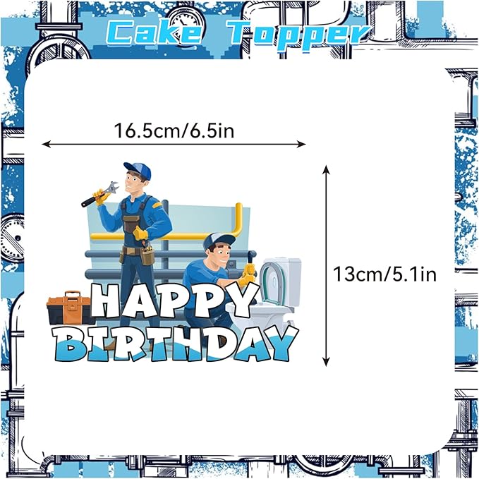 Plumber Theme Party Supplies Plumber Birthday Party Decorations Includes Plumber Happy Birthday Banner Cake Topper Cupcake Toppers Balloons for Plumber Theme Party