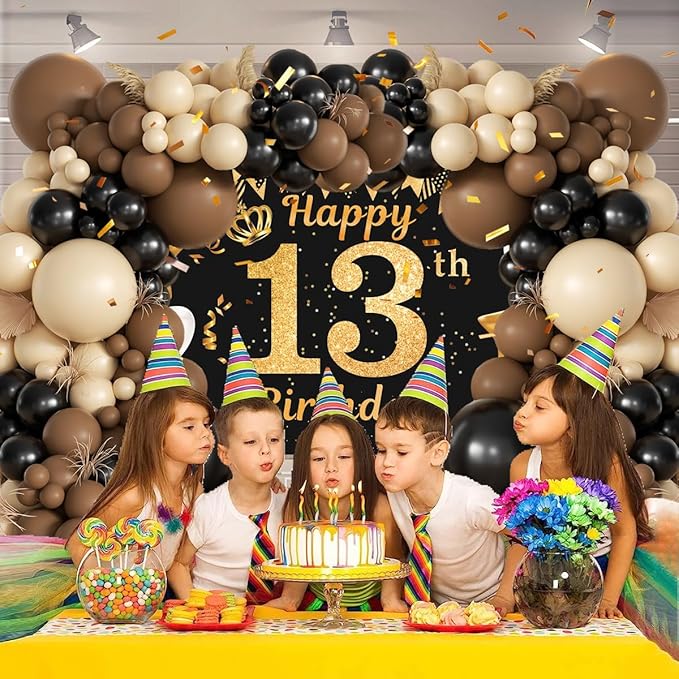 Black Brown Nude Balloon Garland Arch Kit, 155Pcs Latex Balloons Different Size 18 12 10 5 inch for Boy First Rodeo, Wild West Country Birthday, Farm Fiesta Party Decorations
