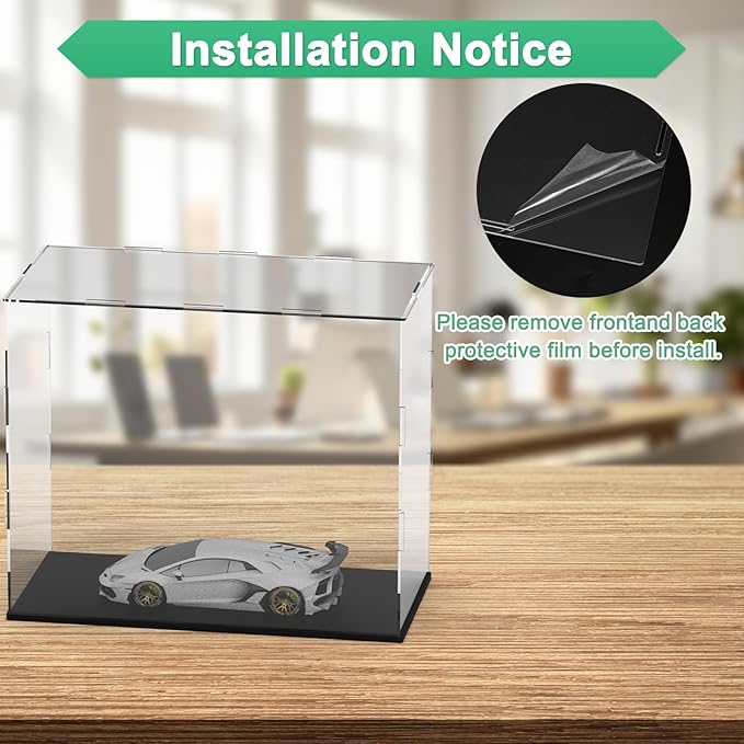 Clear Acrylic Display Case, 12 x 6 x 10 Inch Assemble Clear Acrylic Display Box Dustproof for Action Figures/Model/Statues/Collectibles/Doll/Toys/Home Storage