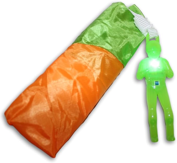 Toys+ Light Up 4 Pack Tangle Free Throwing Parachute Men Glow in The Dark! Blue, Orange, Green and Purple! for Kids and Children Parachute Man Set, Easter Basket