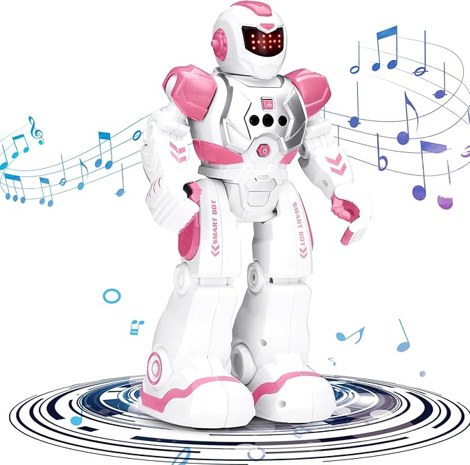 KingsDragon Robots Toy for Kids, RC Gesture Sensing Toy, Interactive Walking Singing Dancing Robot Birthday Presents for Boys Girls Age 6 7 8 9 Years Old,Pink