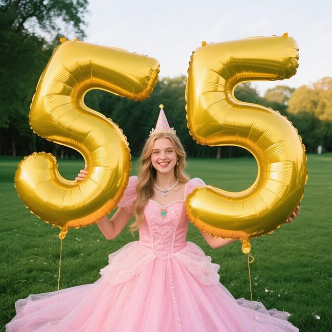 40 Inch Gold Balloon Number 5 Balloon Jumbo Mylar Foil Helium Balloon for 15 25 35 50 Big Giant Jumbo Huge Foil Mylar Balloons 55th 65th Birthday Balloons Men Women Party Decorations