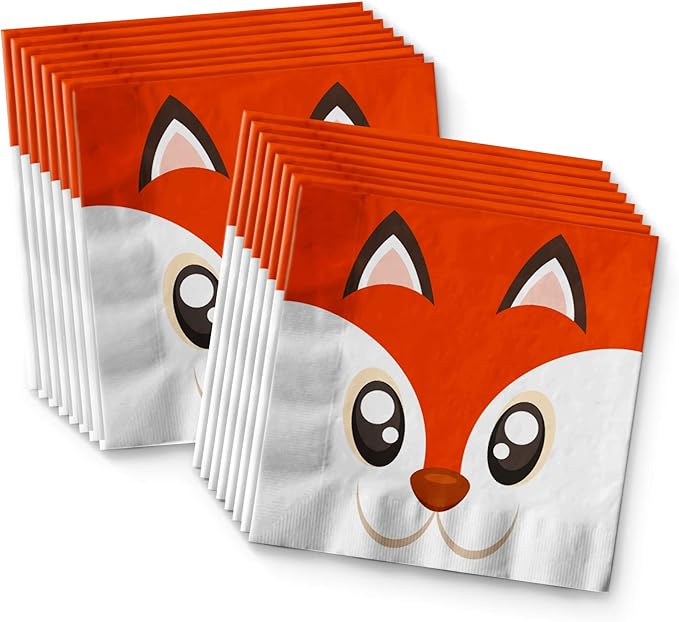 Fox Birthday Party Supplies Set Plates Napkins Cups Tableware Kit for 16