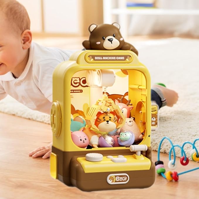 Yiju Electronic Claw Machine Prize Dispenser Toy and Sounds Grabber Plush Kids Vending Toy for Kids Children Boys Girls, Brown