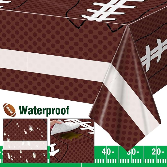 Football Party Decorations Disposable Tablecloth Plastic Touchdown Table Cover for Football Birthday Party Decorations and Games Tailgate Decorations 54 X 108Inch, 2 Pack