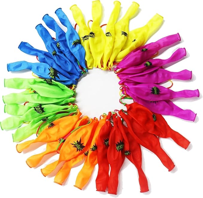 30Pack Hero Punch Balloons for Kids, Party Game Favor Supplies Decorations, Assorted Color Comic Hero Design Punch Balloons for School Classroom Game, Kids Hand Out