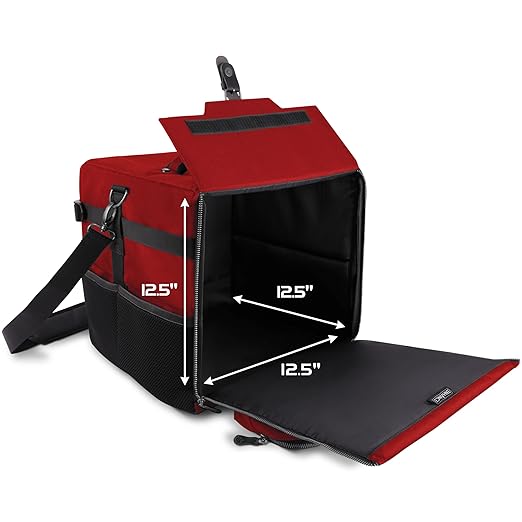 ENHANCE Board Game Shoulder Bag - Collector's Edition Board Game Storage with Shoulder Strap and Accessories Pockets for Dice, Cards, More - Reinforced Carrier Protects Tabletop Games (Dragon Red)