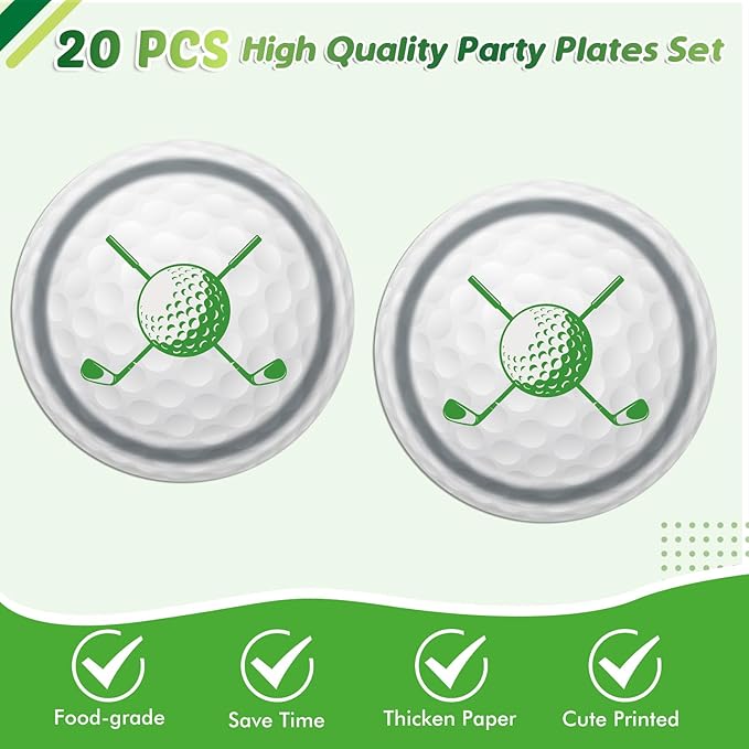Golf Party Plates Napkins Tablecloth- 41PCS Golf Party Supplies Golf Party Tableware Set Golf Theme Paper Plates Napkins and Tablecover Disposable Golf Plates Golf Birthday Party Decorations Supplies