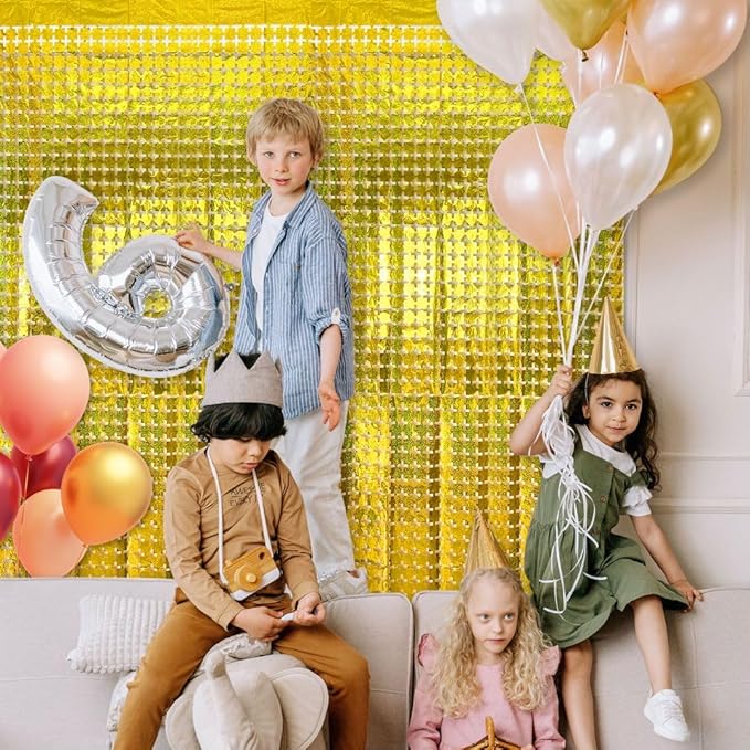 Gold Curtains Fringe Backdrop, Golden Streamers Party Decorations for Birthday, New Year's Eve, Prom Decorations,Bachelorette Party, Anniversary Celebration, Wedding, Cocktail Parties, Communion