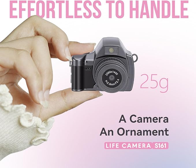 Bewinner 2K Digital Camera, Retro Keychain Camera with 1.47 Inch LCD Display and LED Light for Teens Students Travel (Grey)