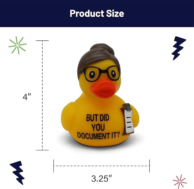 Funny Rubber Duck – Hilarious Decorative Duck for Bathroom, Desk, or Gag Gift – Quirky Collectible with Sarcastic Quote – Great Gift for Adults, Coworkers, or Friends-Document It