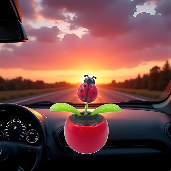 1 Pcs Red Solar Dancing Flower Car Dashboard Decorations - Funny Solar Powered Dancing Flower Pot Car Ornaments Flower Swinging Decoration for Car Decor,Solar Power Kits Learning and Education