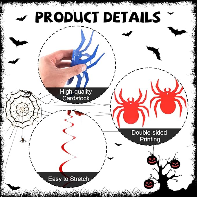 72pcs Super Theme Hero Hanging Swirl Decorations Spiders Paper Cutouts Hero Party Supplies for Indoor Outdoor Home Door Office Classroom Ornaments Comic Spider Web Birthday Halloween Parties Decor